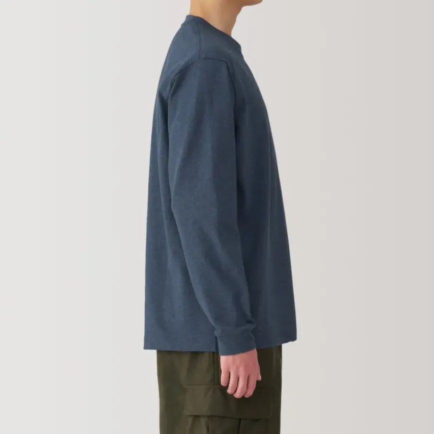 Men's Washed Heavy Weight Crew Neck Long Sleeve T-Shirt