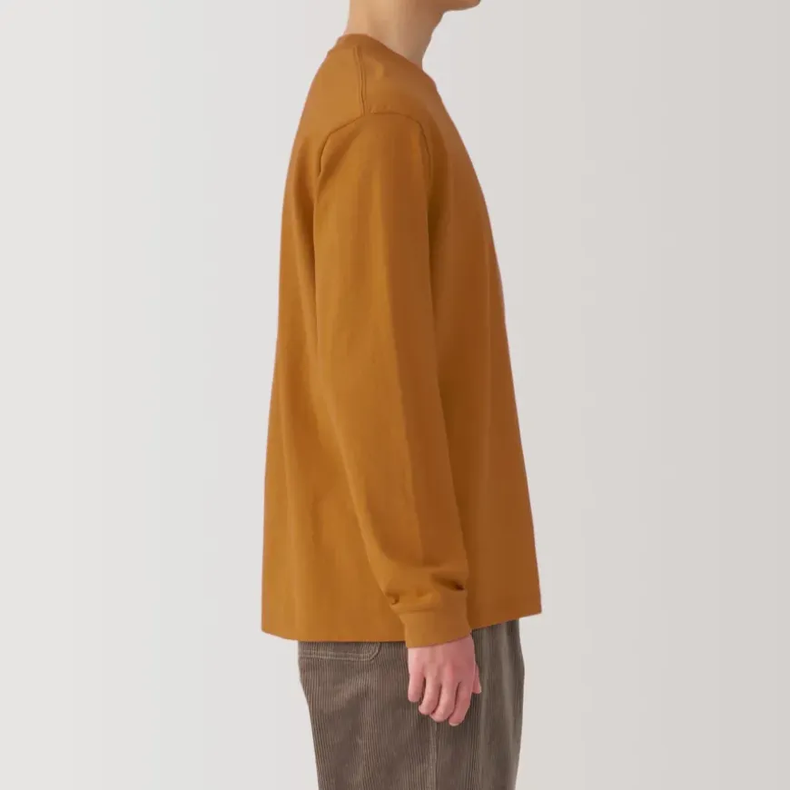 Men's Washed Heavy Weight Crew Neck Long Sleeve T-Shirt