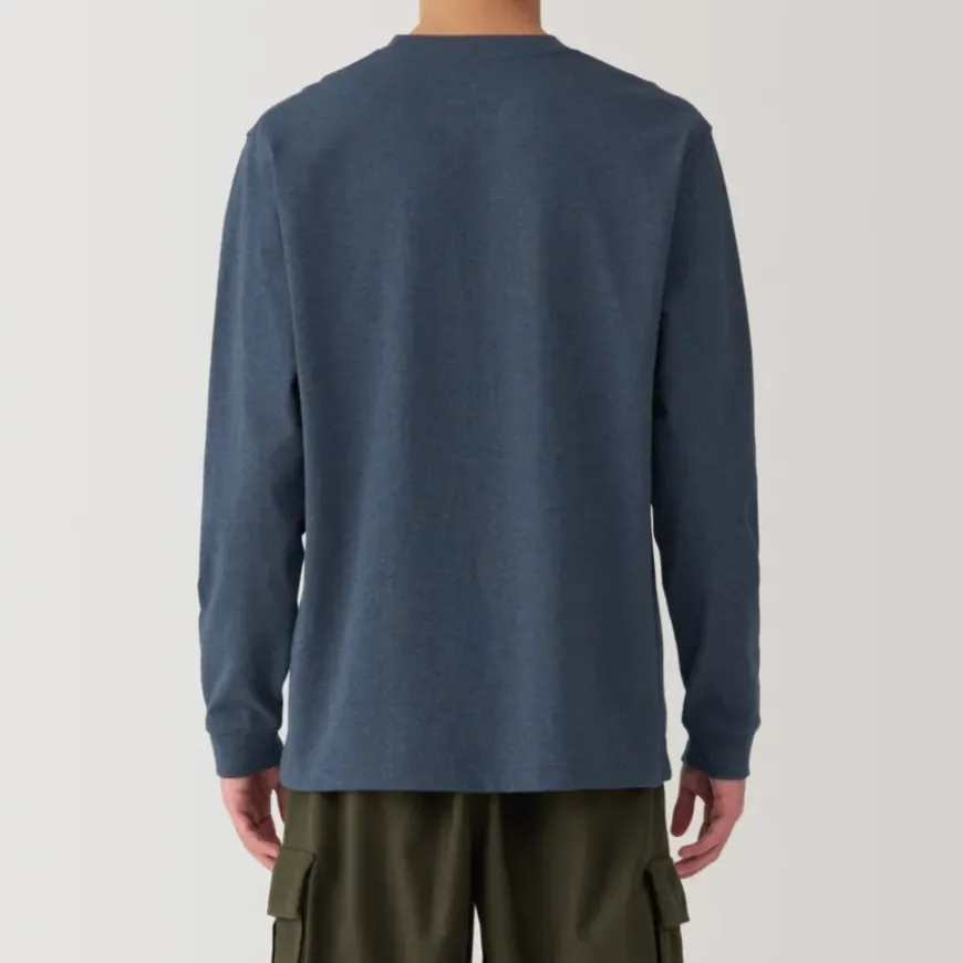Men's Washed Heavy Weight Crew Neck Long Sleeve T-Shirt