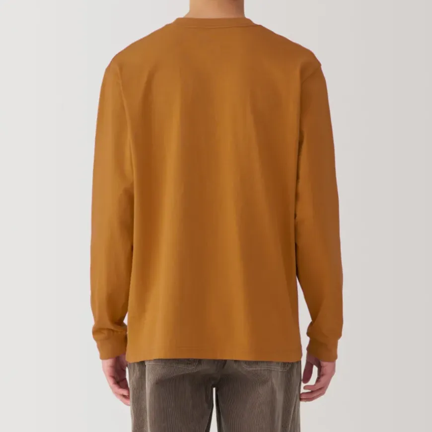 Men's Washed Heavy Weight Crew Neck Long Sleeve T-Shirt