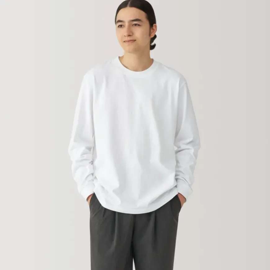 Men's Washed Heavy Weight Crew Neck Long Sleeve T-Shirt