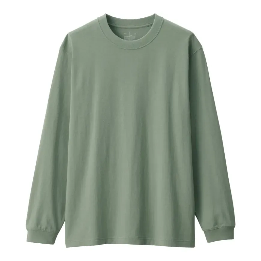 Men's Washed Heavy Weight Crew Neck Long Sleeve T-Shirt
