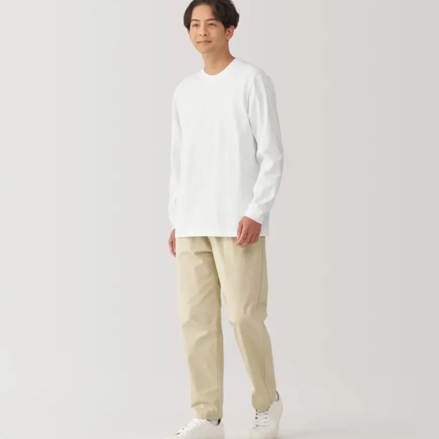 Men's Washed Heavy Weight Crew Neck Long Sleeve T-Shirt
