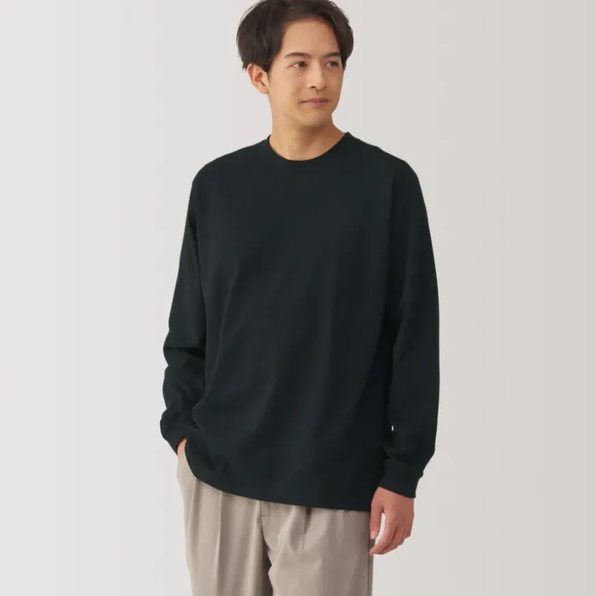 Men's Washed Heavy Weight Crew Neck Long Sleeve T-Shirt