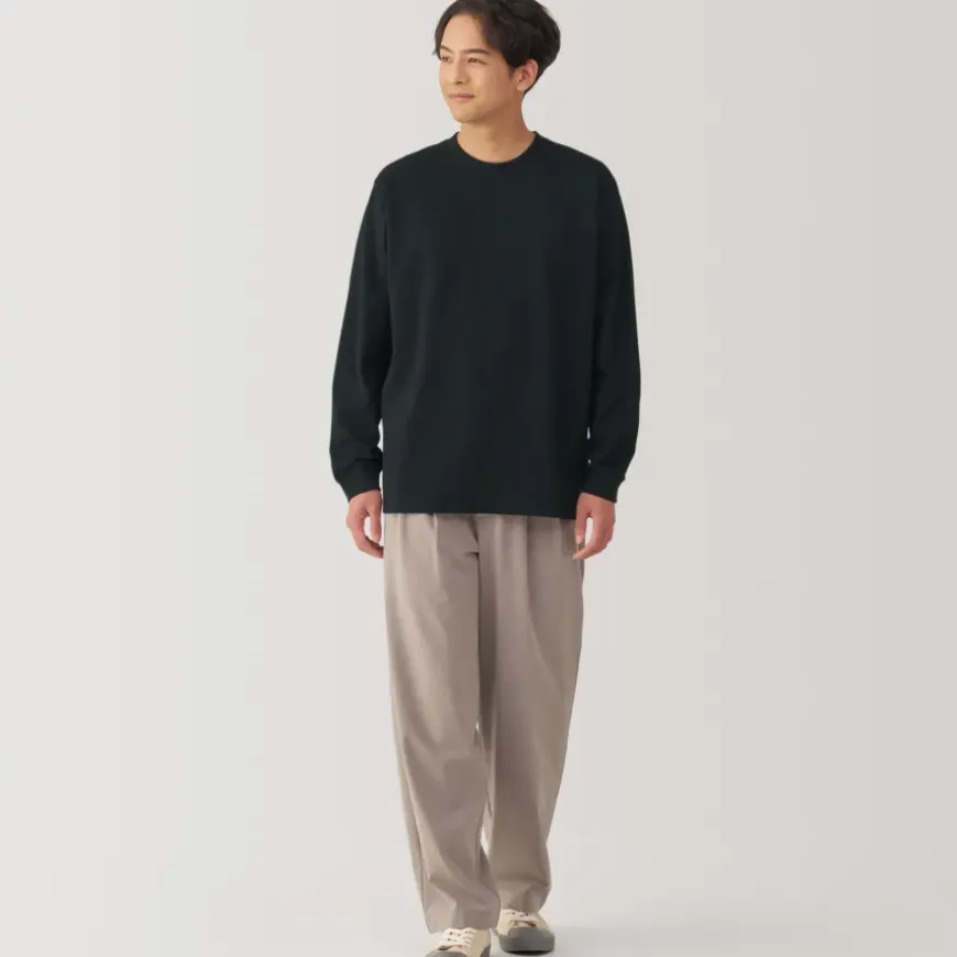 Men's Washed Heavy Weight Crew Neck Long Sleeve T-Shirt