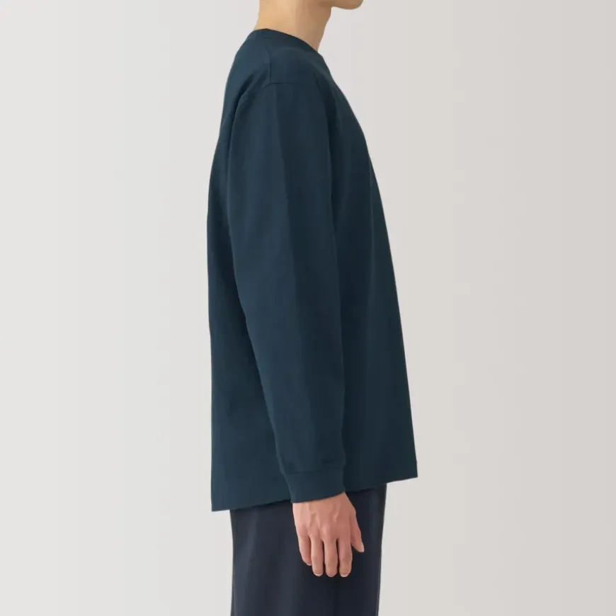 Men's Washed Heavy Weight Crew Neck Long Sleeve T-Shirt