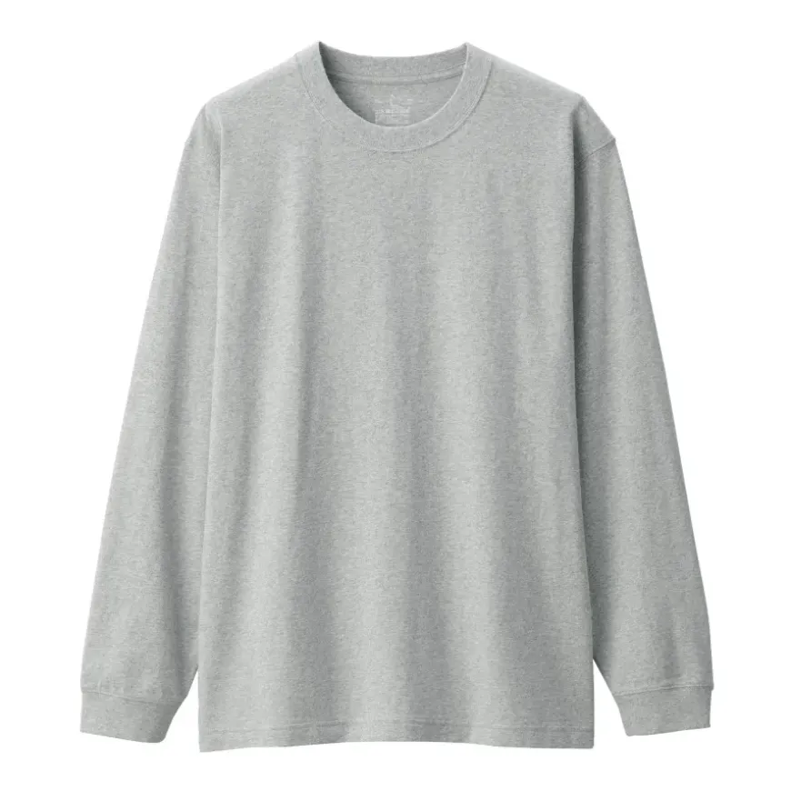 Men's Washed Heavy Weight Crew Neck Long Sleeve T-Shirt