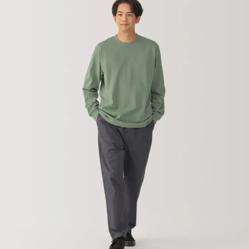 Men's Washed Heavy Weight Crew Neck Long Sleeve T-Shirt