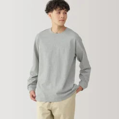 Men's Washed Heavy Weight Crew Neck Long Sleeve T-Shirt