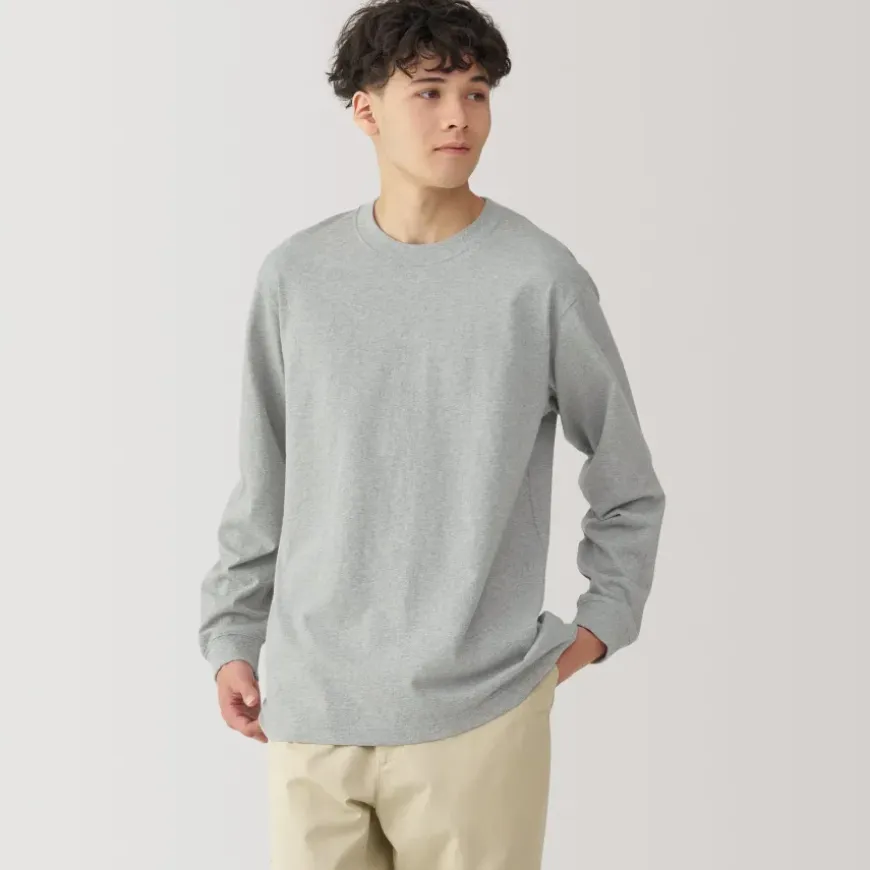 Men's Washed Heavy Weight Crew Neck Long Sleeve T-Shirt
