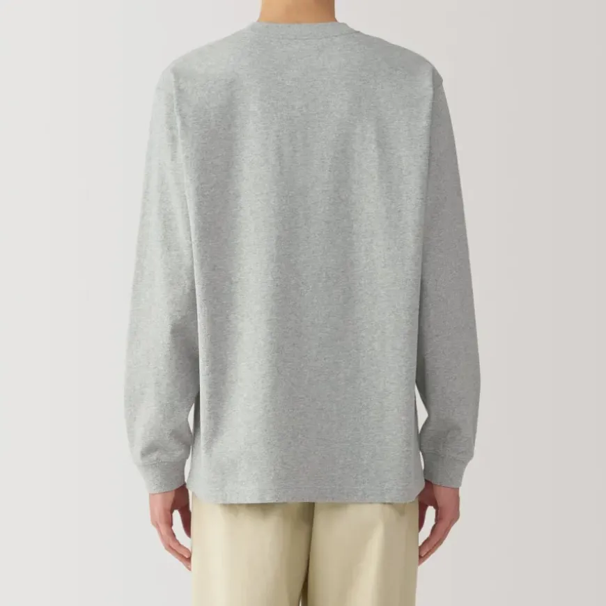 Men's Washed Heavy Weight Crew Neck Long Sleeve T-Shirt