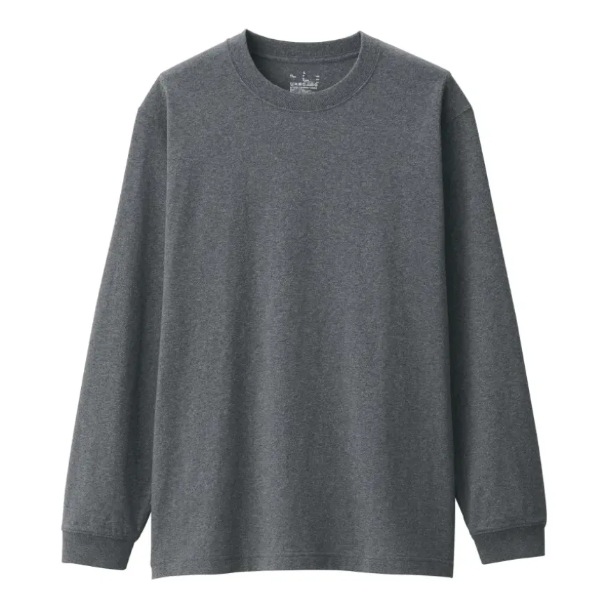 Men's Washed Heavy Weight Crew Neck Long Sleeve T-Shirt