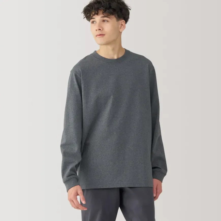 Men's Washed Heavy Weight Crew Neck Long Sleeve T-Shirt