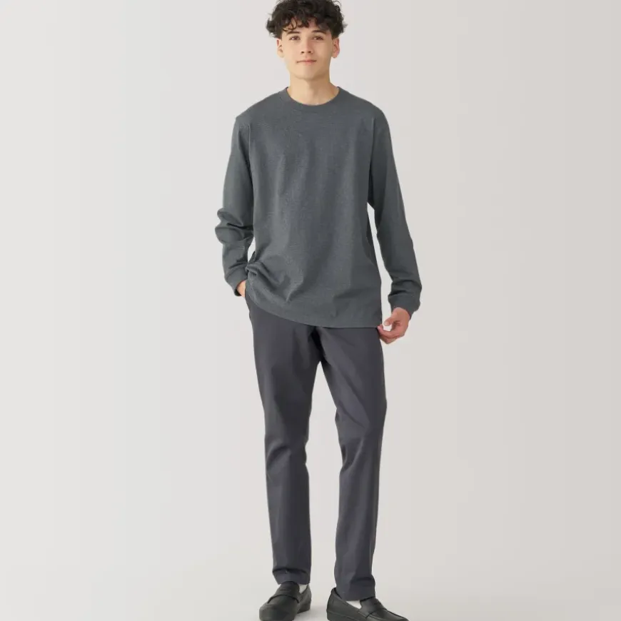 Men's Washed Heavy Weight Crew Neck Long Sleeve T-Shirt