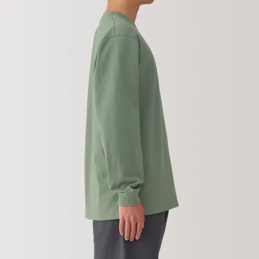 Men's Washed Heavy Weight Crew Neck Long Sleeve T-Shirt