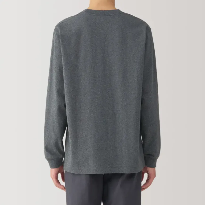 Men's Washed Heavy Weight Crew Neck Long Sleeve T-Shirt