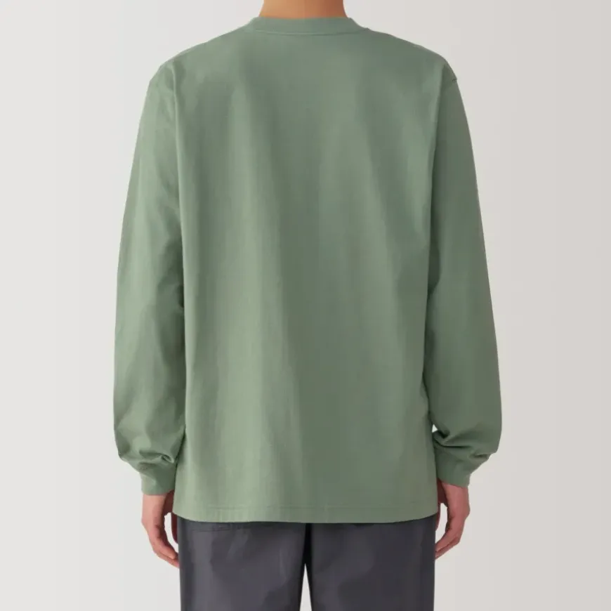 Men's Washed Heavy Weight Crew Neck Long Sleeve T-Shirt