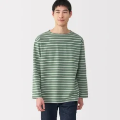 Men's Washed Heavyweight Boat Neck 9/10 Sleeve T-Shirt