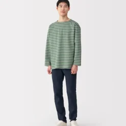Men's Washed Heavyweight Boat Neck 9/10 Sleeve T-Shirt