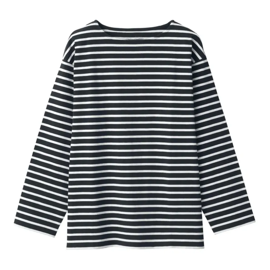 Men's Washed Heavyweight Boat Neck 9/10 Sleeve T-Shirt
