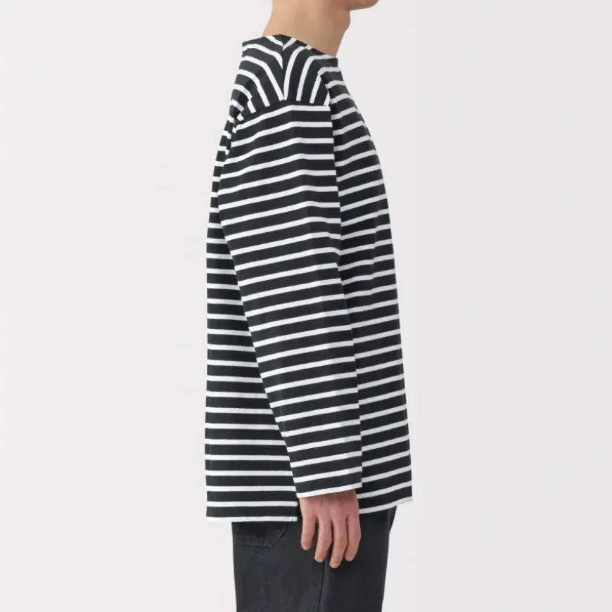 Men's Washed Heavyweight Boat Neck 9/10 Sleeve T-Shirt