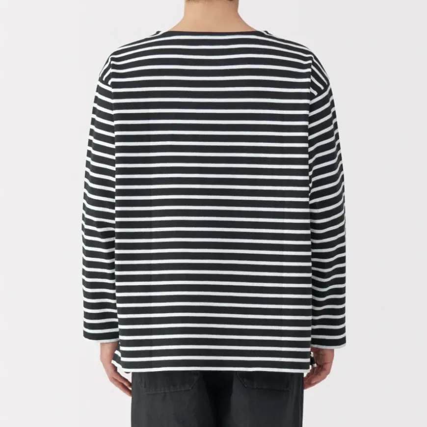Men's Washed Heavyweight Boat Neck 9/10 Sleeve T-Shirt
