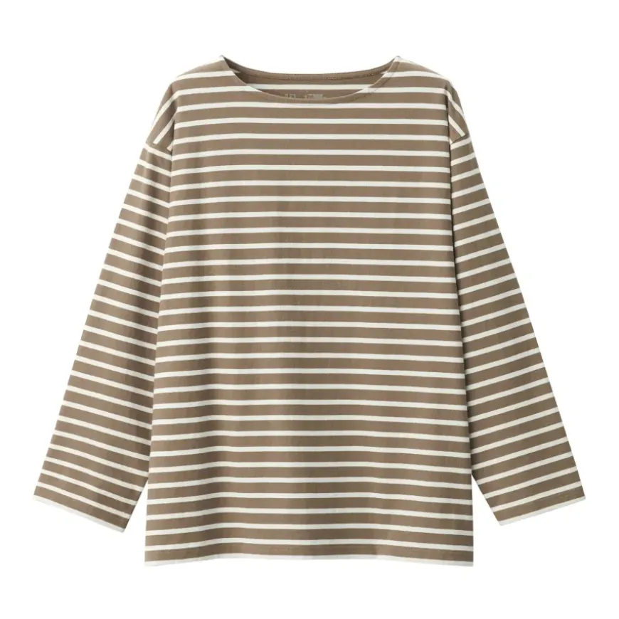 Men's Washed Heavyweight Boat Neck 9/10 Sleeve T-Shirt
