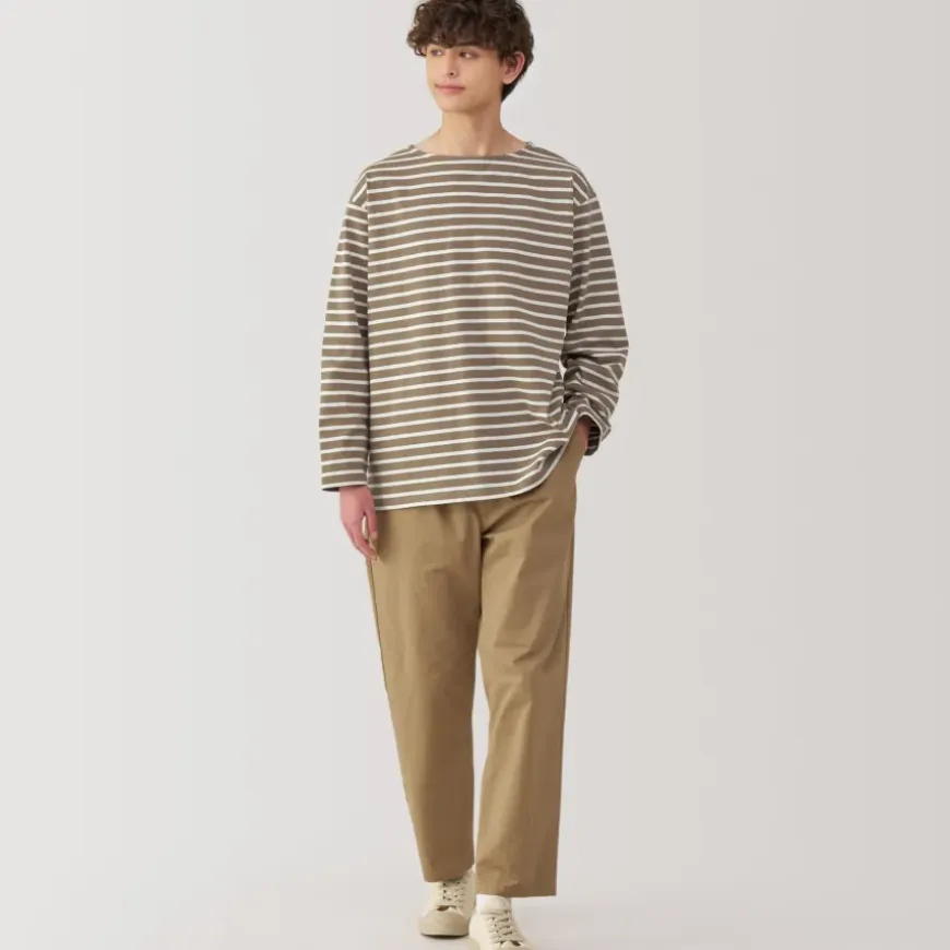 Men's Washed Heavyweight Boat Neck 9/10 Sleeve T-Shirt