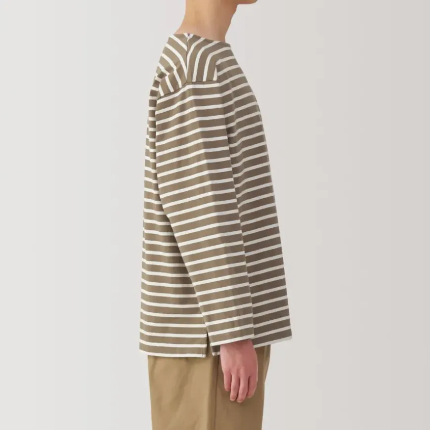 Men's Washed Heavyweight Boat Neck 9/10 Sleeve T-Shirt
