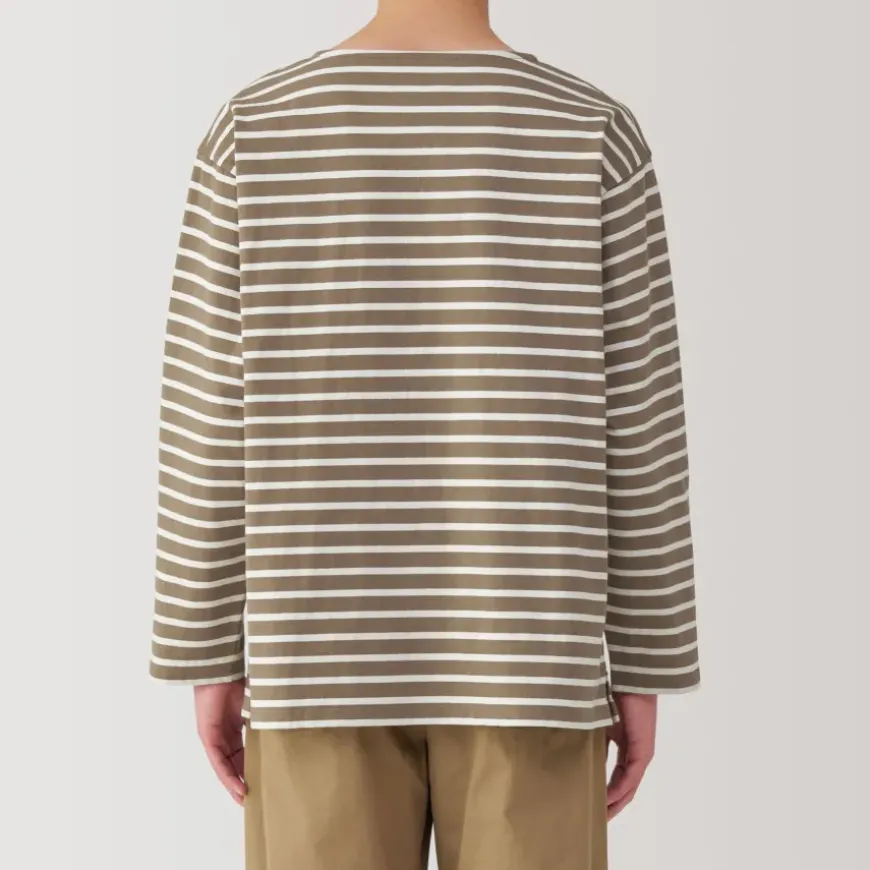 Men's Washed Heavyweight Boat Neck 9/10 Sleeve T-Shirt