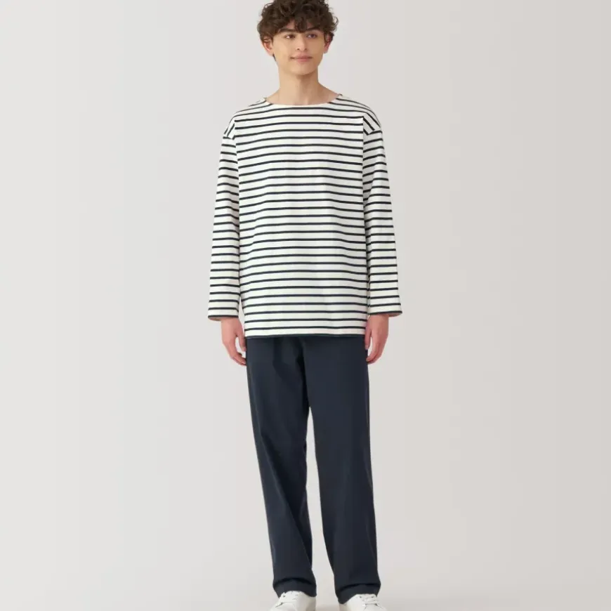 Men's Washed Heavyweight Boat Neck 9/10 Sleeve T-Shirt