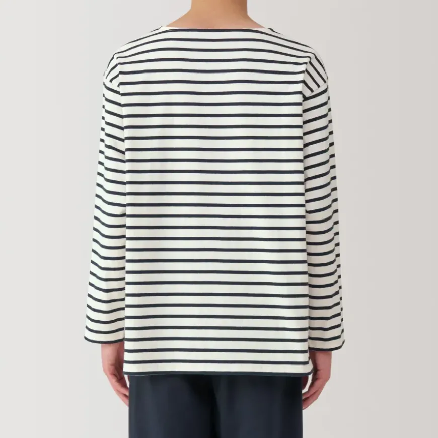 Men's Washed Heavyweight Boat Neck 9/10 Sleeve T-Shirt