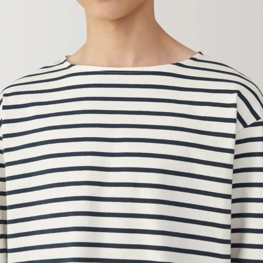 Men's Washed Heavyweight Boat Neck 9/10 Sleeve T-Shirt