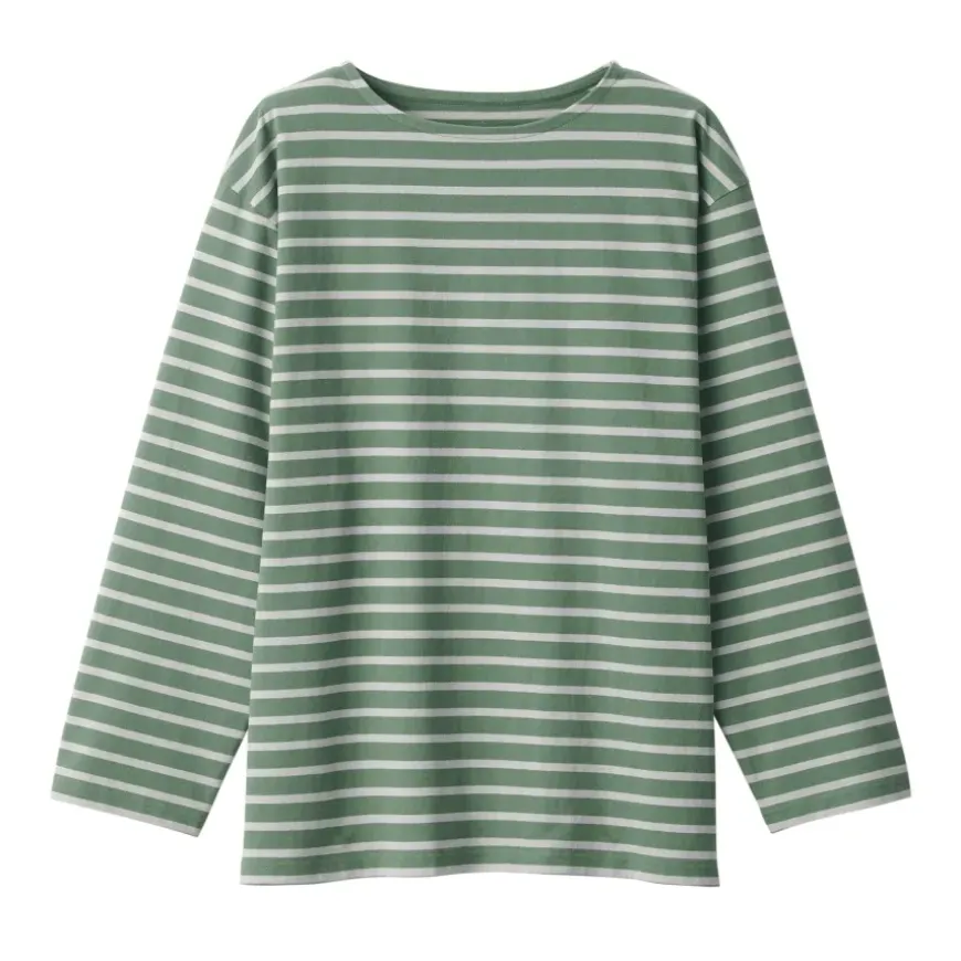 Men's Washed Heavyweight Boat Neck 9/10 Sleeve T-Shirt