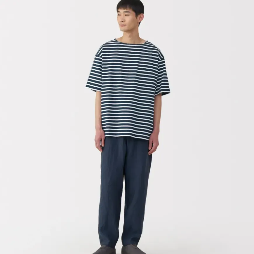 Men's Washed Heavyweight Boat Neck Half Sleeve T-Shirt