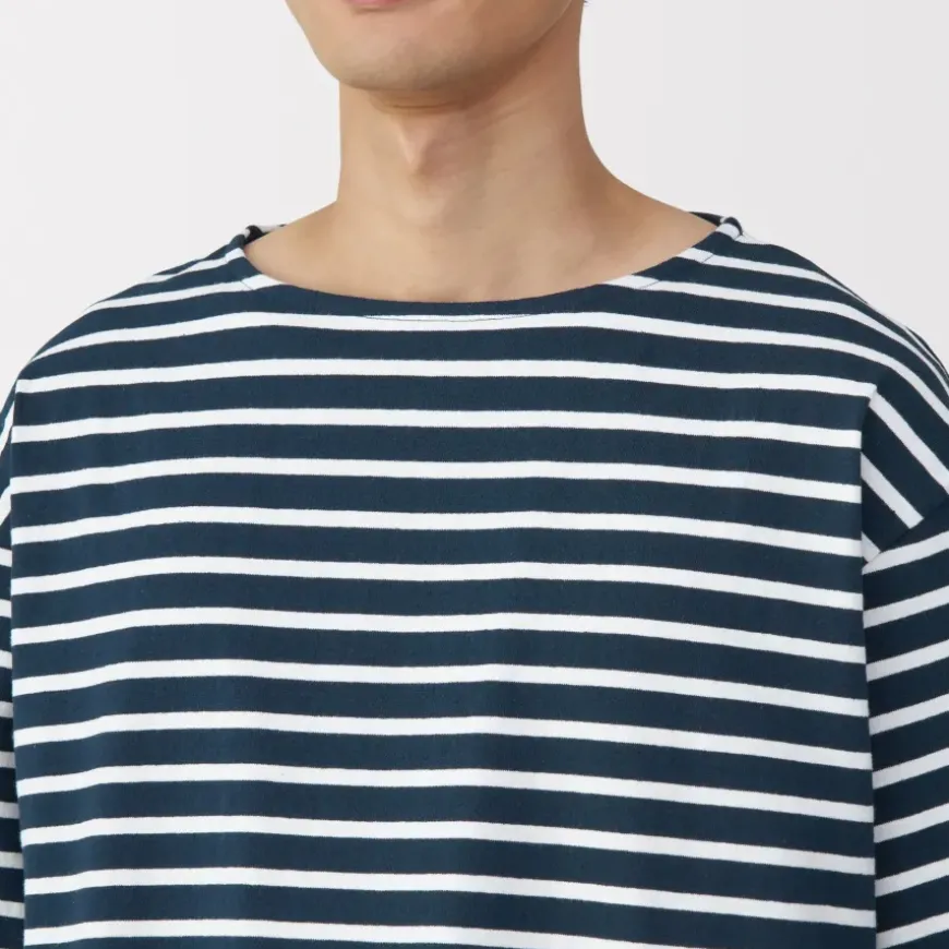 Men's Washed Heavyweight Boat Neck Half Sleeve T-Shirt