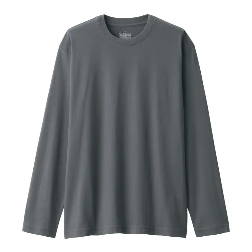 Men's Washed Jersey Crew Neck Long Sleeve T-Shirt
