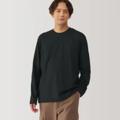 Men's Washed Jersey Crew Neck Long Sleeve T-Shirt