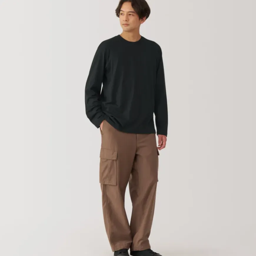 Men's Washed Jersey Crew Neck Long Sleeve T-Shirt
