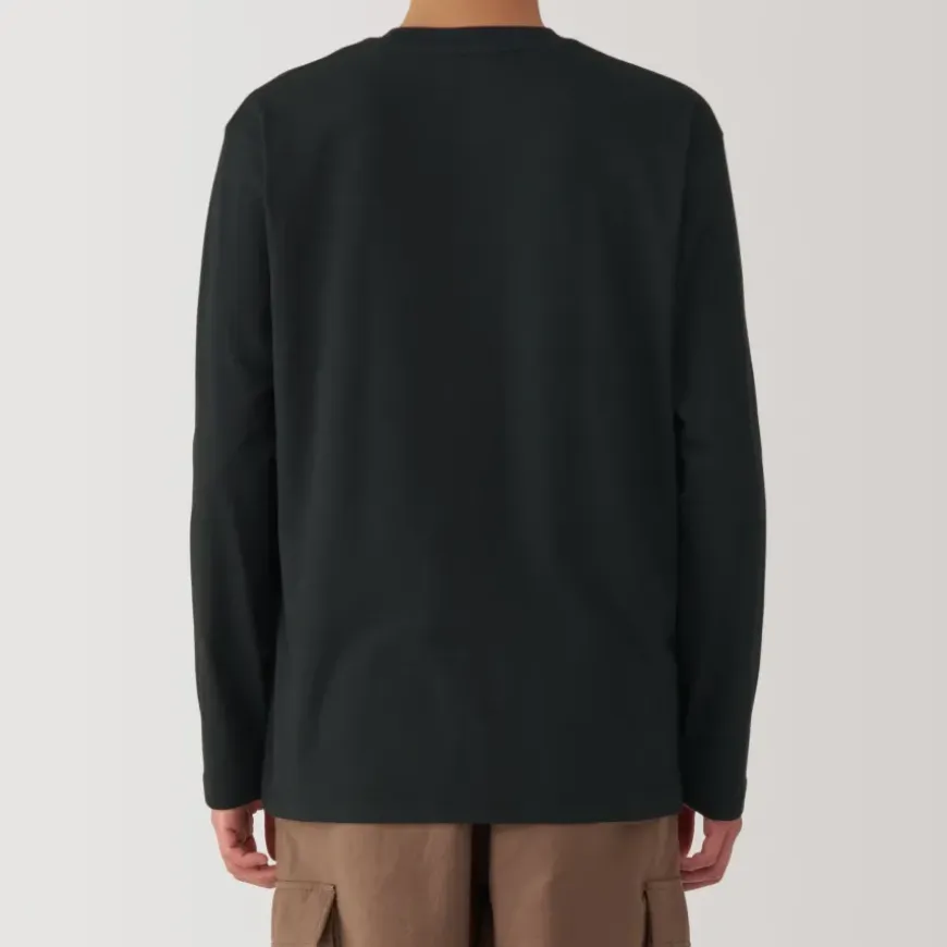 Men's Washed Jersey Crew Neck Long Sleeve T-Shirt