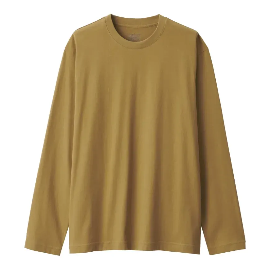 Men's Washed Jersey Crew Neck Long Sleeve T-Shirt