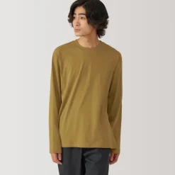 Men's Washed Jersey Crew Neck Long Sleeve T-Shirt