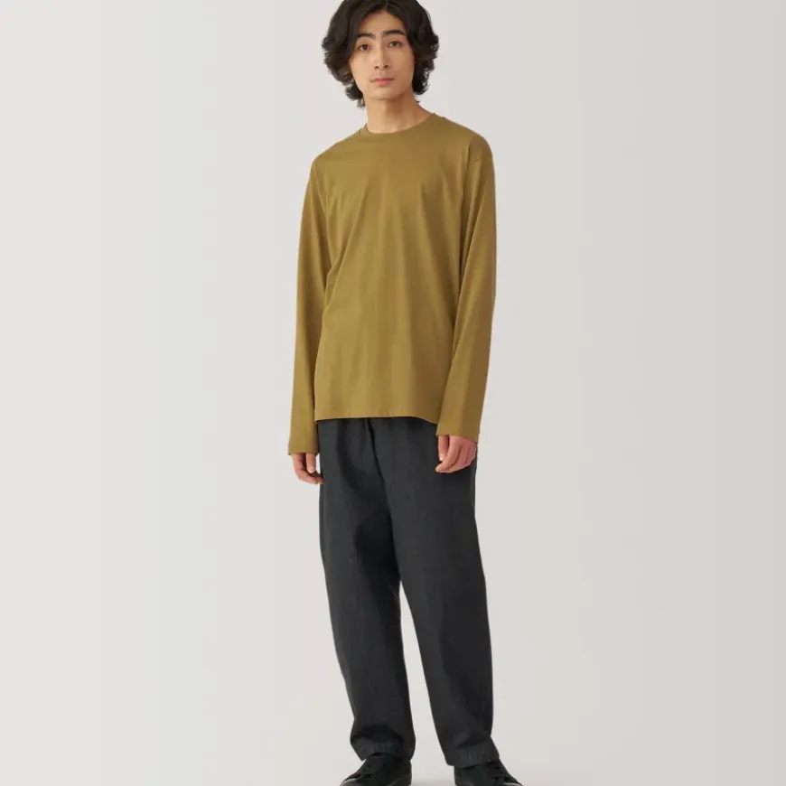 Men's Washed Jersey Crew Neck Long Sleeve T-Shirt