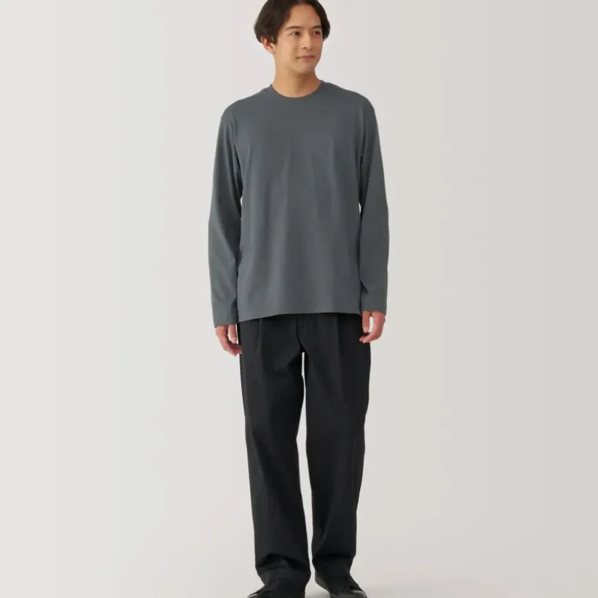 Men's Washed Jersey Crew Neck Long Sleeve T-Shirt