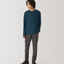 Men's Washed Jersey Crew Neck Long Sleeve T-Shirt