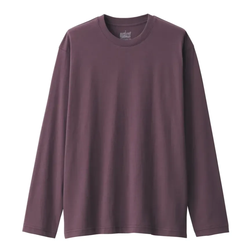 Men's Washed Jersey Crew Neck Long Sleeve T-Shirt