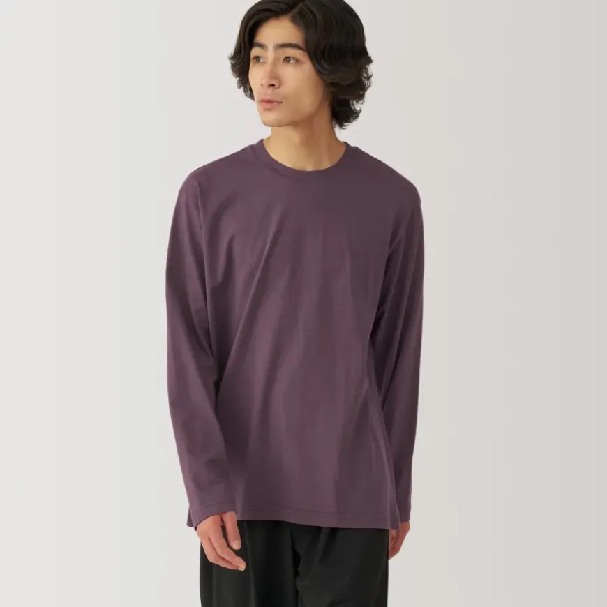 Men's Washed Jersey Crew Neck Long Sleeve T-Shirt