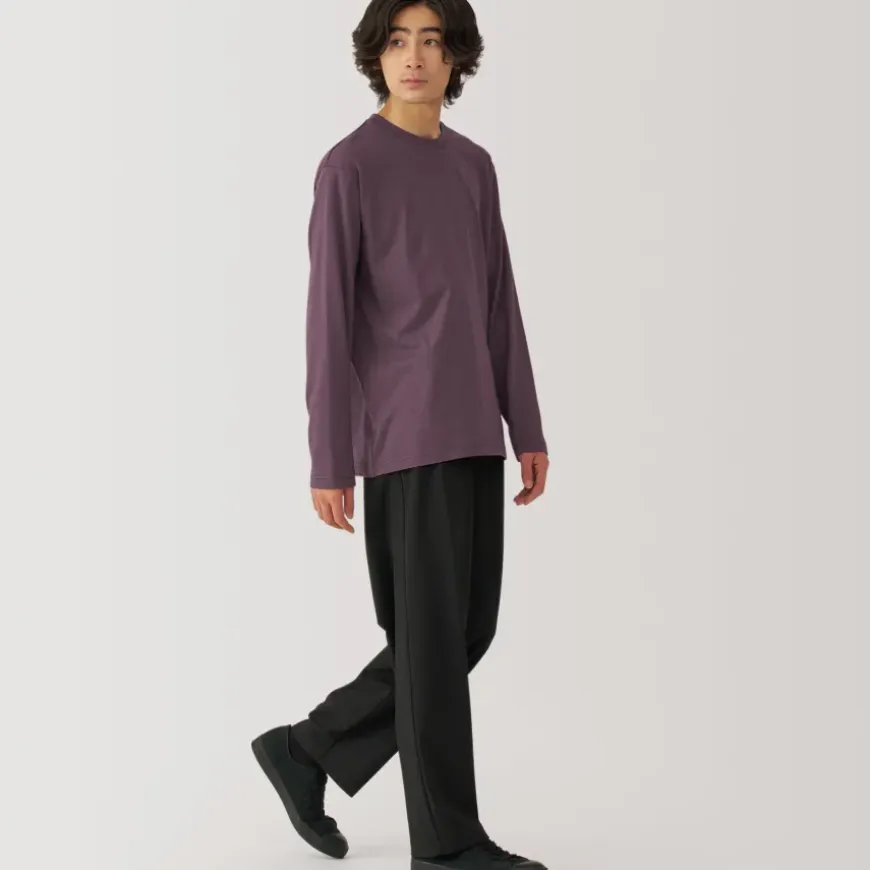 Men's Washed Jersey Crew Neck Long Sleeve T-Shirt