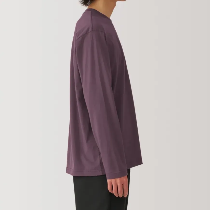 Men's Washed Jersey Crew Neck Long Sleeve T-Shirt