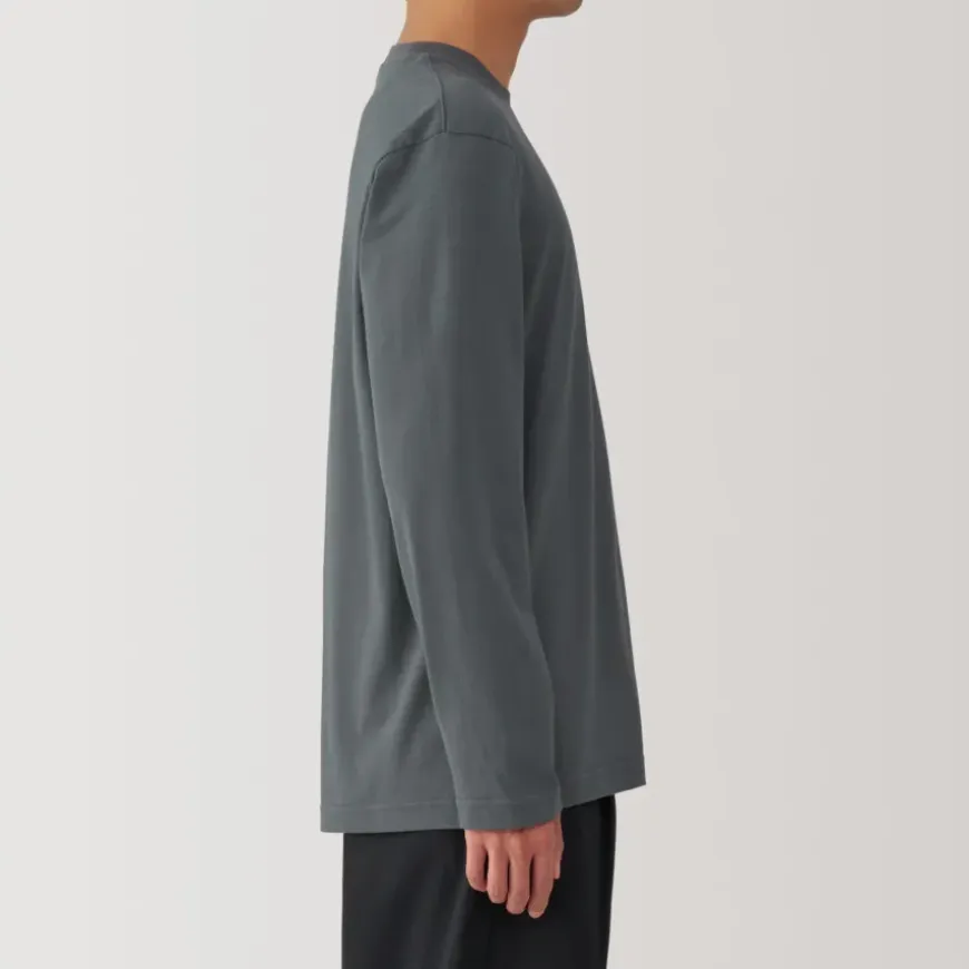 Men's Washed Jersey Crew Neck Long Sleeve T-Shirt